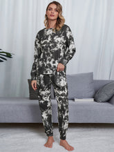 Load image into Gallery viewer, Tie-Dye Round Neck Top and Pants Lounge Set
